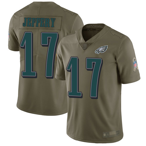 Men Philadelphia Eagles #17 Alshon Jeffery Limited Olive 2017 Salute to Service Football NFL Jersey